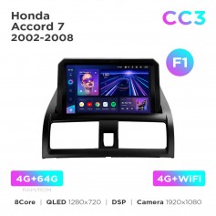 Штатная магнитола Teyes CC3 4+64 Gb Honda Accord 7 (0 Din) 2002-2008 (F1) 9"