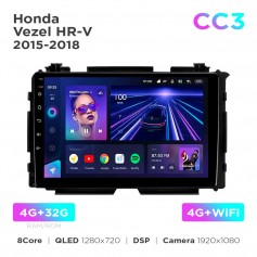 Штатна магнітола Teyes CC3 4+32 Gb Honda Vezel / HR-V 2015-2018 9"