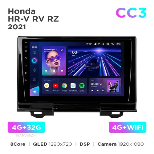 Штатная магнитола Teyes CC3 4+32 Gb Honda HR-V RV RZ 2021 9"