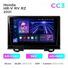 Штатна магнітола Teyes CC3 6+128 Gb 360° Honda HR-V RV RZ 2021 9"