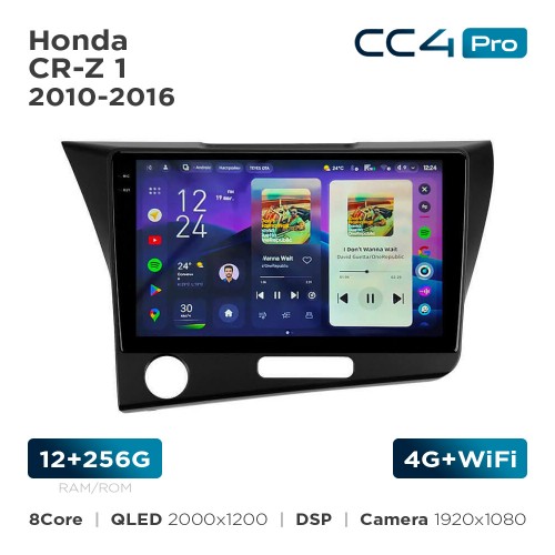 Штатна магнітола Teyes CC4 Pro 2k 12+256 Gb Honda CR-Z 1 2010-2016 9"