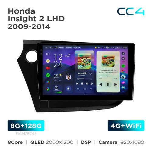 Штатна магнітола Teyes CC4 2k 8+128 Gb Honda Insight 2 LHD 2009-2014 9"