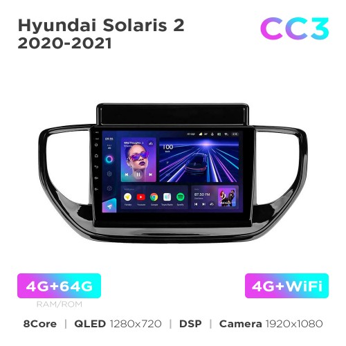 Штатна магнітола Teyes CC3 4+64 Gb Hyundai Solaris 2 2020-2021 9"