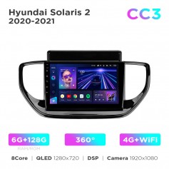 Штатна магнітола Teyes CC3 6+128 Gb 360° Hyundai Solaris 2 2020-2021 9"