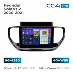 Штатная магнитола Teyes CC4 Pro 2k 8+128 Gb Hyundai Solaris 2 2020-2021 9"