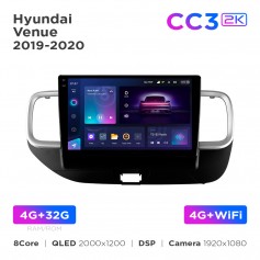 Штатна магнітола Teyes CC3 2k 4+32 Gb Hyundai Venue 2019-2020 10"