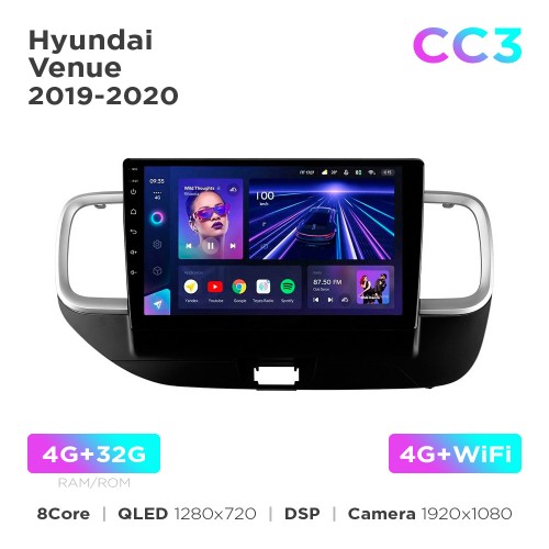 Штатна магнітола Teyes CC3 4+32 Gb Hyundai Venue 2019-2020 10"