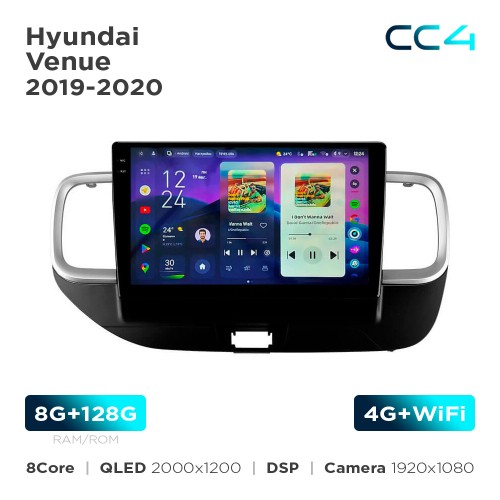 Штатна магнітола Teyes CC4 2k 8+128 Gb Hyundai Venue 2019-2020 10"