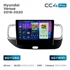 Штатная магнитола Teyes CC4 Pro 2k 8+128 Gb Hyundai Venue 2019-2020 10"