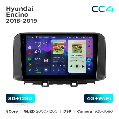 Штатная магнитола Teyes CC4 2k 8+128 Gb Hyundai Encino 2018-2019 10"