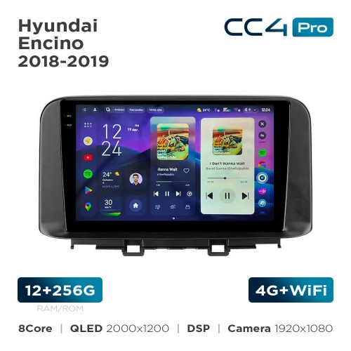 Штатная магнитола Teyes CC4 Pro 2k 12+256 Gb Hyundai Encino 2018-2019 10"
