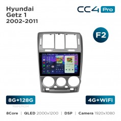 Штатна магнітола Teyes CC4 Pro 2k 8+128 Gb Hyundai Getz 1 2002-2011 (F2) 9"