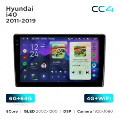 Штатная магнитола Teyes CC4 2k 6+64 Gb Hyundai i40 2011-2019 9"