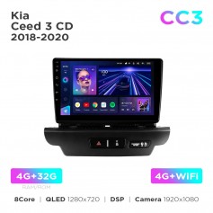 Штатная магнитола Teyes CC3 4+32 Gb Kia Ceed 3 CD (0 Din) 2018-2020 9"