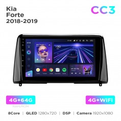 Штатна магнітола Teyes CC3 4+64 Gb Kia Forte (1 Din) 2018-2019 10" 1din