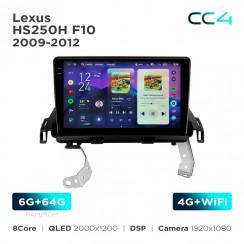 Штатная магнитола Teyes CC4 2k 6+64 Gb Lexus HS250H F10 2009-2012 9"