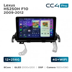 Штатная магнитола Teyes CC4 Pro 2k 12+256 Gb Lexus HS250H F10 2009-2012 9"
