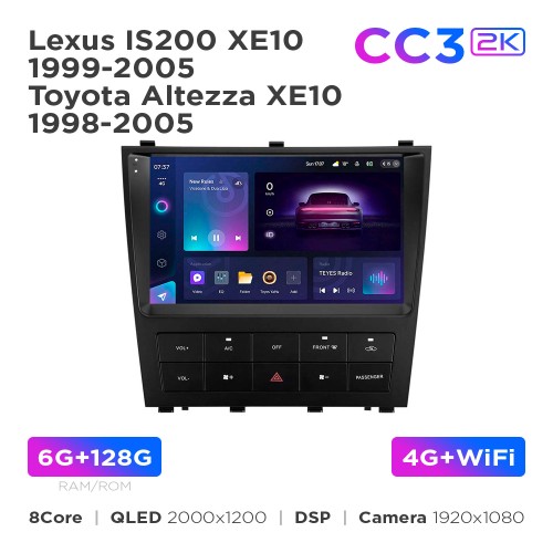 Штатная магнитола Teyes CC3 2k 6+128 Gb Lexus IS200 XE10 1999-2005 / Toyota Altezza XE10 1998-2005 9"