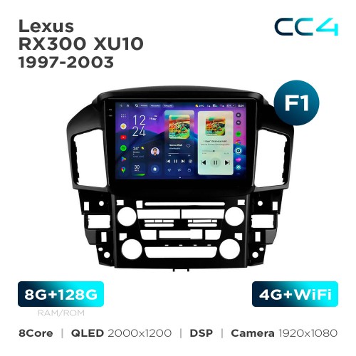 Штатная магнитола Teyes CC4 2k 8+128 Gb Lexus RX300 XU10 1997-2003 (F1) 9"