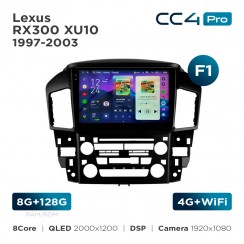 Штатная магнитола Teyes CC4 Pro 2k 8+128 Gb Lexus RX300 XU10 1997-2003 (F1) 9"