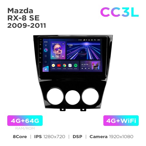 Штатная магнитола Teyes CC3L 4+64 Gb Mazda RX-8 SE 2009-2011 9"