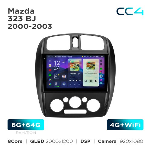 Штатная магнитола Teyes CC4 2k 6+64 Gb Mazda 323 BJ 2000-2003 9"