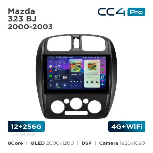 Штатная магнитола Teyes CC4 Pro 2k 12+256 Gb Mazda 323 BJ 2000-2003 9"