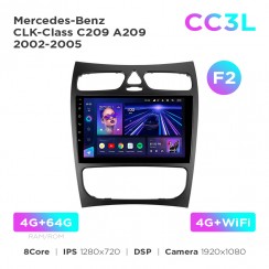 Штатная магнитола Teyes CC3L 4+64 Gb Mercedes-Benz CLK-Class C209 A209 2002-2005 (F2) 9"