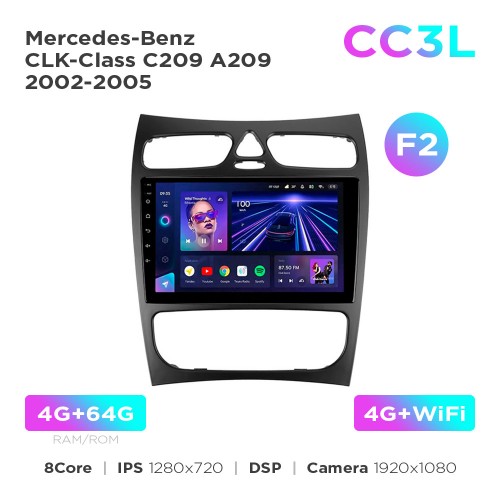 Штатная магнитола Teyes CC3L 4+64 Gb Mercedes-Benz CLK-Class C209 A209 2002-2005 (F2) 9"