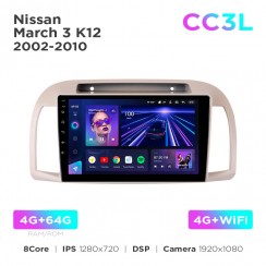 Штатная магнитола Teyes CC3L 4+64 Gb Nissan March 3 K12 2002-2010 9"