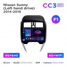 Штатна магнітола Teyes CC3 2k 4+64 Gb Nissan Sunny 2014-2019 (F1) 10"