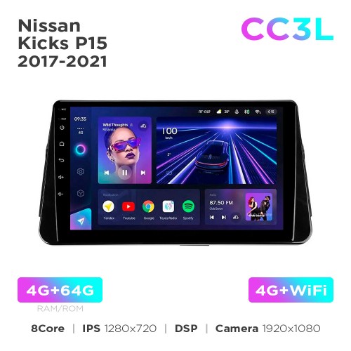 Штатна магнітола Teyes CC3L 4+64 Gb Nissan Kicks P15 2017-2021 10"