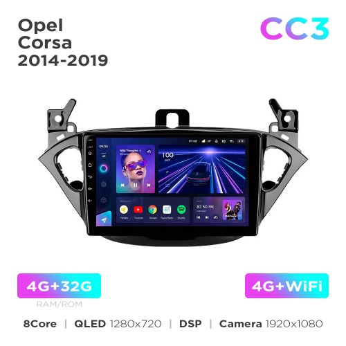 Штатная магнитола Teyes CC3 4+32 Gb Opel Corsa 2014-2019 9"