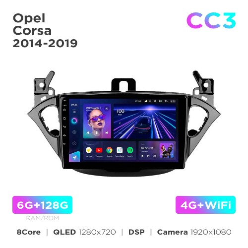 Штатная магнитола Teyes CC3 6+128 Gb Opel Corsa 2014-2019 9"