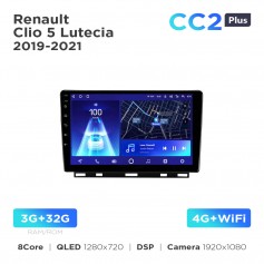 Штатна магнітола Teyes CC2 PLUS 3+32 Gb Renault Clio 5 Lutecia (0 Din) 2019-2021 9"