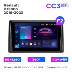 Штатна магнітола Teyes CC3 2k 6+128 Gb 360° Renault Arkana 2019-2023 (F2) 10"