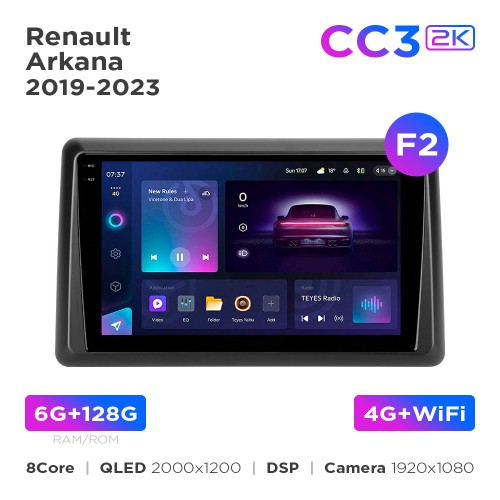 Штатная магнитола Teyes CC3 2k 6+128 Gb Renault Arkana 2019-2023 (F2) 10"