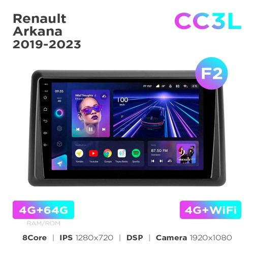 Штатная магнитола Teyes CC3L 4+64 Gb Renault Arkana 2019-2023 (F2) 10"