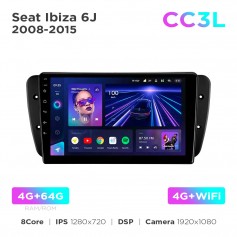 Штатна магнітола Teyes CC3L 4+64 Gb Seat Ibiza 6J 2008-2015 9"