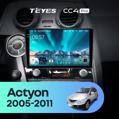 Штатная магнитола Teyes CC4 Pro 2k 8+128 Gb SsangYong Actyon C100 2005-2011 9"