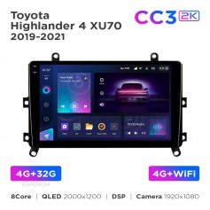 Штатна магнітола Teyes CC3 2k 4+32 Gb Toyota Highlander 4 XU70 2019-2021 9"