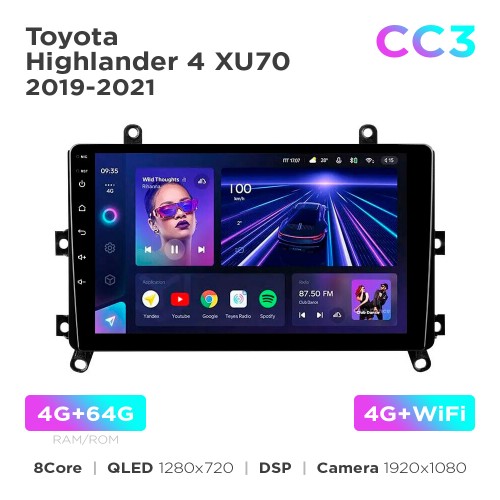 Штатна магнітола Teyes CC3 4+64 Gb Toyota Highlander 4 XU70 2019-2021 9