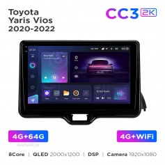 Штатная магнитола Teyes CC3 2k 4+64 Gb Toyota Yaris Vios (1 Din) 2020-2022 10"