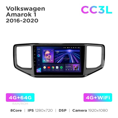 Штатна магнітола Teyes CC3L 4+64 Gb Volkswagen Amarok 1 2016-2020 9"