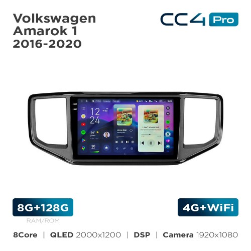 Штатна магнітола Teyes CC4 Pro 2k 8+128 Gb Volkswagen Amarok 1 2016-2020 9"