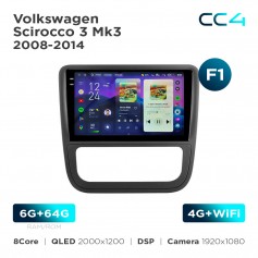 Штатная магнитола Teyes CC4 2k 6+64 Gb Volkswagen Scirocco 3 Mk3 2008-2014 (F1) 9"