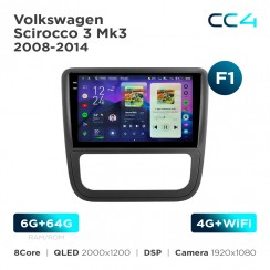 Штатная магнитола Teyes CC4 2k 6+64 Gb Volkswagen Scirocco 3 Mk3 2008-2014 (F1) 9"