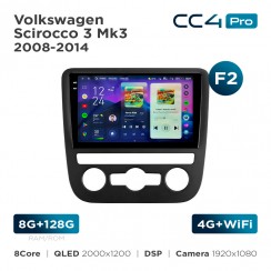 Штатна магнітола Teyes CC4 Pro 2k 8+128 Gb Volkswagen Scirocco 3 Mk3 2008-2014 (F2) 9"