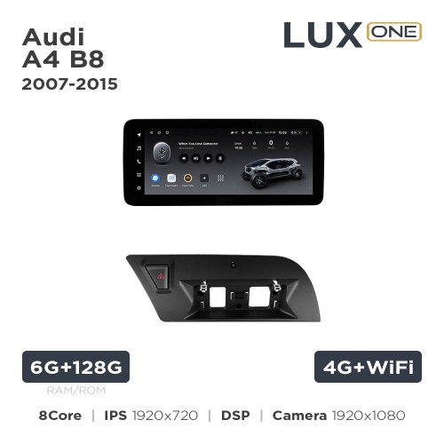 Штатна магнітола Teyes LUX ONE 6+128 Gb Audi A4 B8 2007-2015 (B) 12.3"