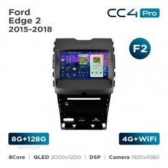 Штатная магнитола Teyes CC4 Pro 2k 8+128 Gb Ford Edge 2 2015-2018 (F2) 9"